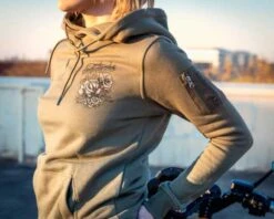 Thunderbike Damen Hoodie Grunge Skull Olive -Thunderbike 19 10 1134v 41