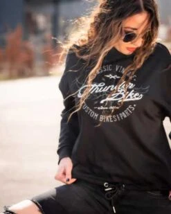 Thunderbike Damen Sweatshirt Classic Vintage Schwarz -Thunderbike 19 10 1231v 4