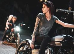 Thunderbike Damen T-Shirt New Custom Strass, Grau -Thunderbike 19 11 1013 3