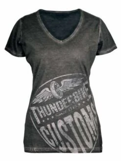 Thunderbike Damen T-Shirt New Custom Strass, Grau