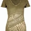 Thunderbike Damen T-Shirt New Custom Strass, Oliv -Thunderbike 19 11 10141