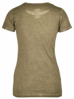 Thunderbike Damen T-Shirt New Custom Strass, Oliv -Thunderbike 19 11 1014 21