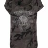 Thunderbike Damen T-Shirt Grunge Skull Schwarz -Thunderbike 19 11 1126v vo2