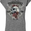 Thunderbike Damen T-Shirt Grunge Skull Grau -Thunderbike 19 11 1133 12