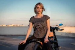 Thunderbike Damen T-Shirt Grunge Skull Grau -Thunderbike 19 11 1133v 31