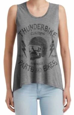 Thunderbike Damen Tank Top Helmet Skull Grau