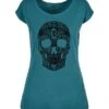Thunderbike Damen T-Shirt Motorcycle Skull Petrol