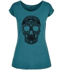 Thunderbike Damen T-Shirt Motorcycle Skull Petrol