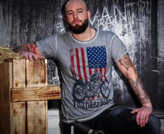Thunderbike T-Shirt US Flag, Grau 5 Thunderbike T-Shirt US Flag, Grau – Bild 3